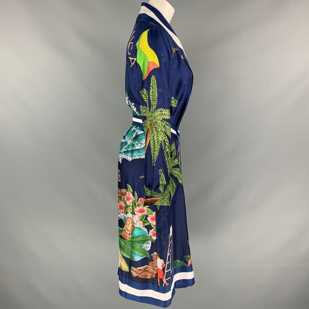 CASABLANCA Size XS Multi-Color Silk Surf Club Print Robe - Picture 3 of 7